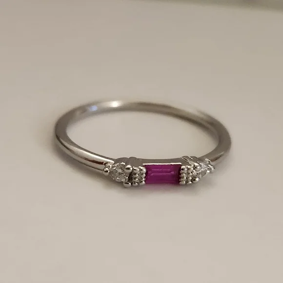 New 925 Silver Ruby Diamond Band Stacking Ring for Women - Picture 13 of 13